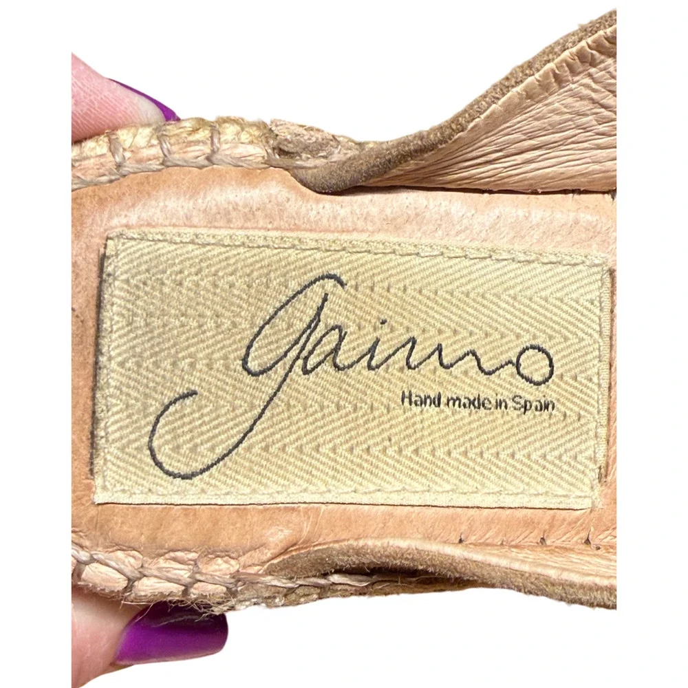 Gaimo Women's 6 Tan Suede Espadrilles Open Toe Wedge Low Platform